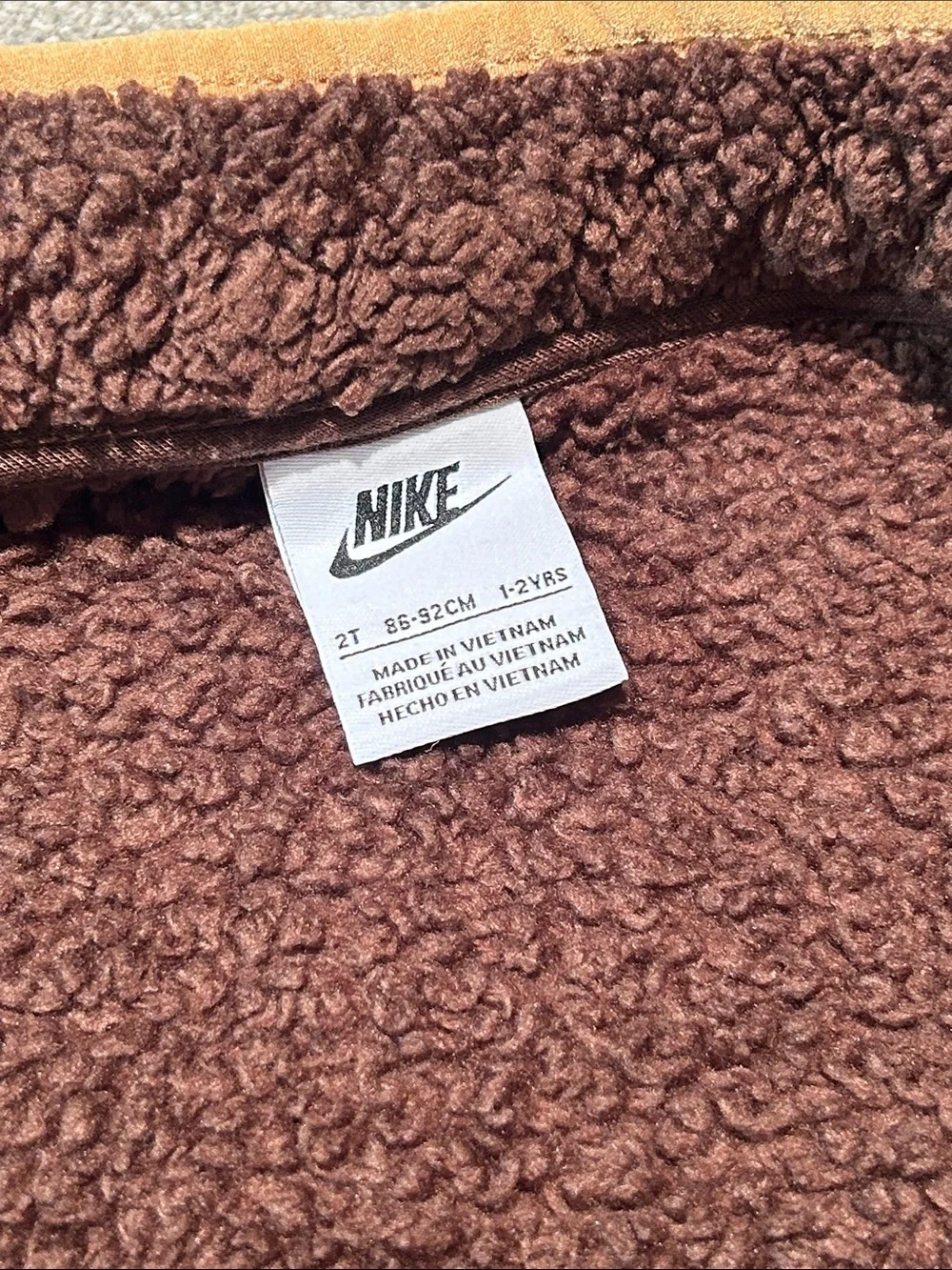 Nike Brown and Tan Sherpa Fleece Vest